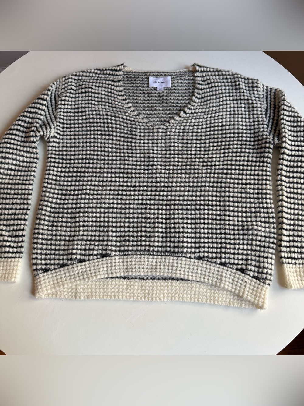 Sita Murt Sweater Wool Alpaca Size S Women’s Ivory Gray Textured Knit Pullover